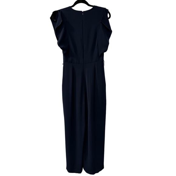 Anthropologie 2 Eliza J Wide Leg Jumpsuit Flutter Sleeve V-Neck Boho Navy Blue - Picture 3 of 8
